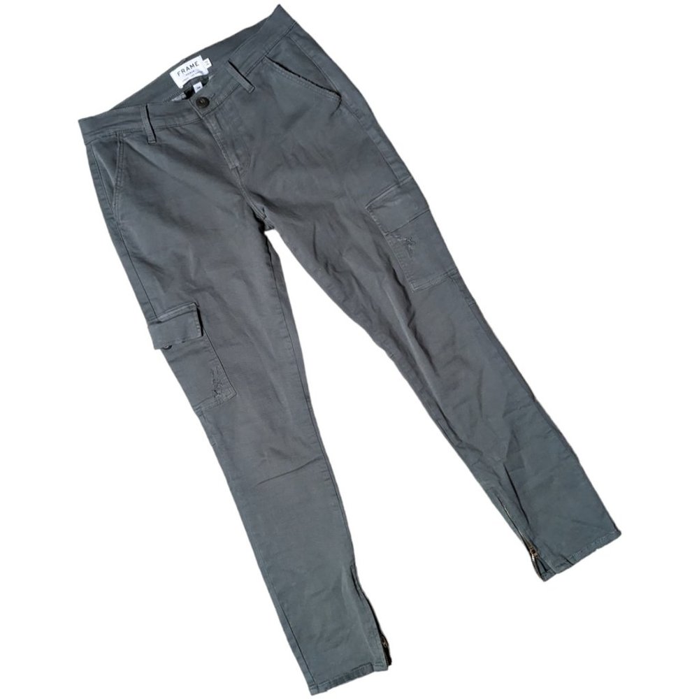 Frame Denim Olive Green Platoon Le Service Ankle Zip Cargo Skinny Pants 28